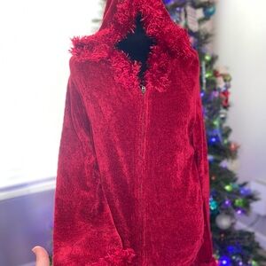 Y2K Valerie Stevens Red Teddy Jacket with Hood
